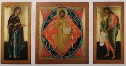 Triptychon "Große Deesis", in der Mitte Jesus, seitlich Maria und Johannes, der Täufer